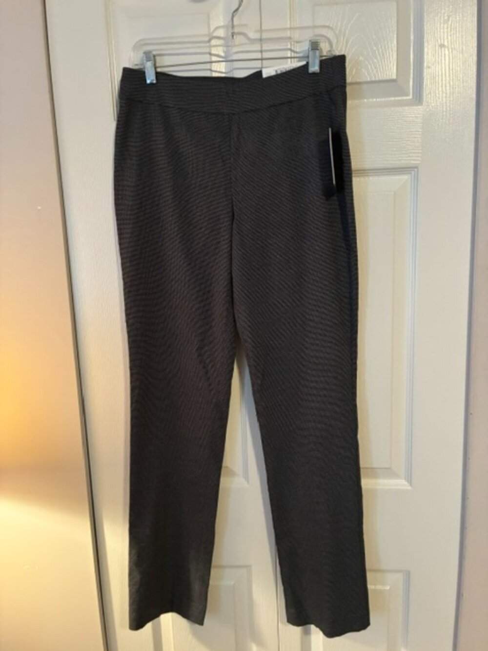 NWT Size 6 Alfred Sung Grey Mini Check Perfect Pull On Straight Pants